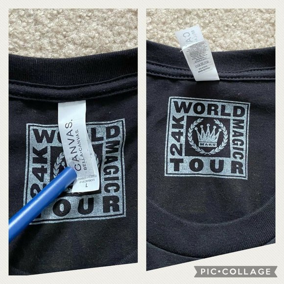 Canvas Bella + Canvas L Bruno Mars 24K World Magic Tour Double Sided Graphic Tee - Picture 10 of 10